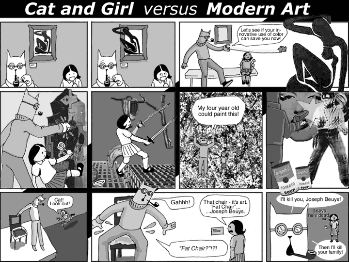 Cat and Girl versus Modern Art