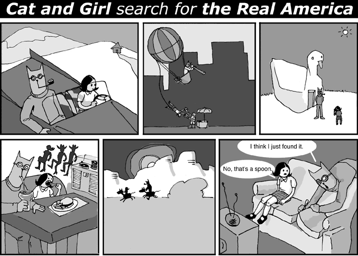 Cat and Girl search for the Real America