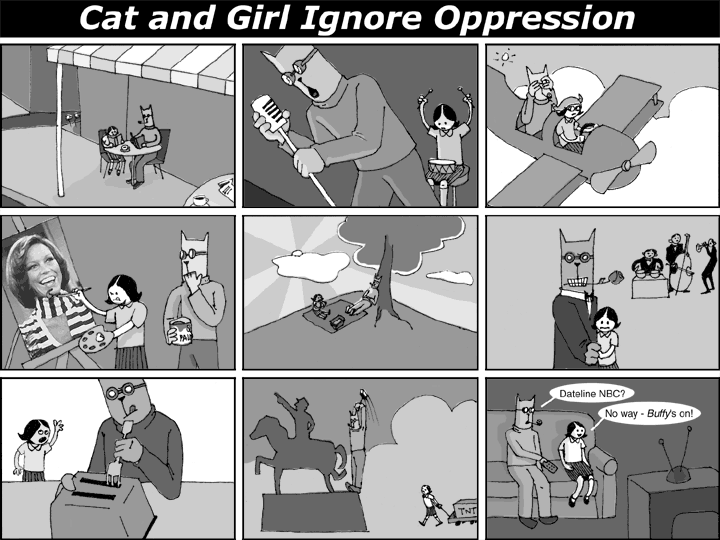 Cat and Girl Ignore Oppression