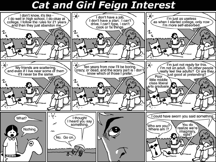 Cat and Girl Feign Interest