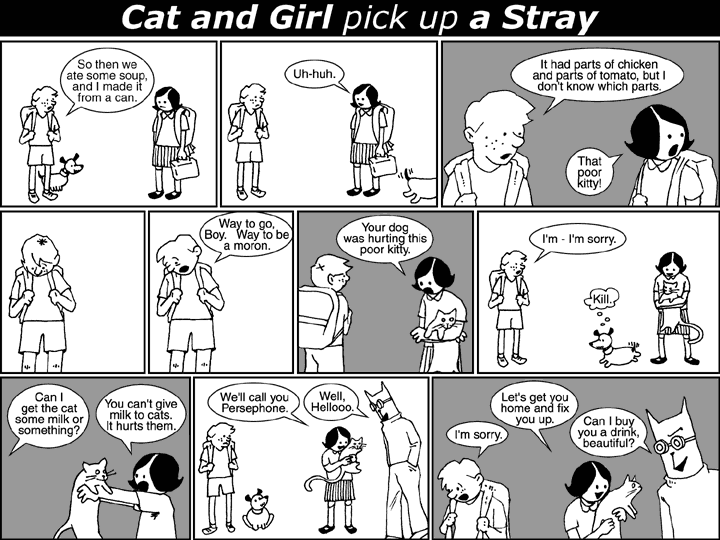 Cat and Girl pick up a Stray