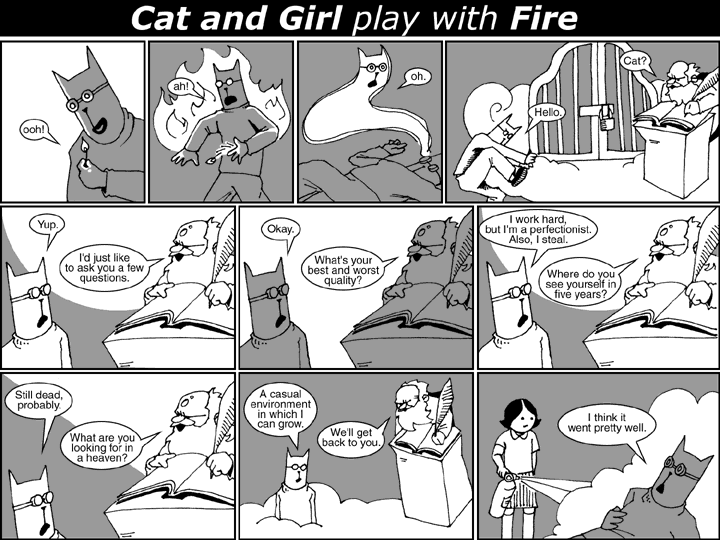 Cat and Girl play with Fire