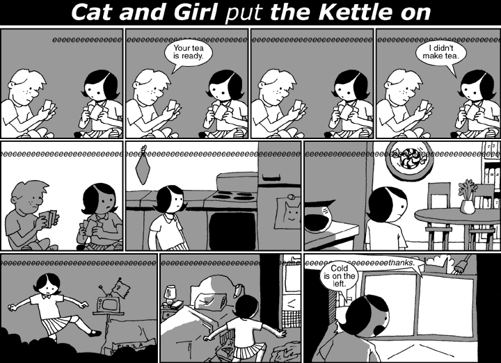 Cat and Girl put the Kettle on