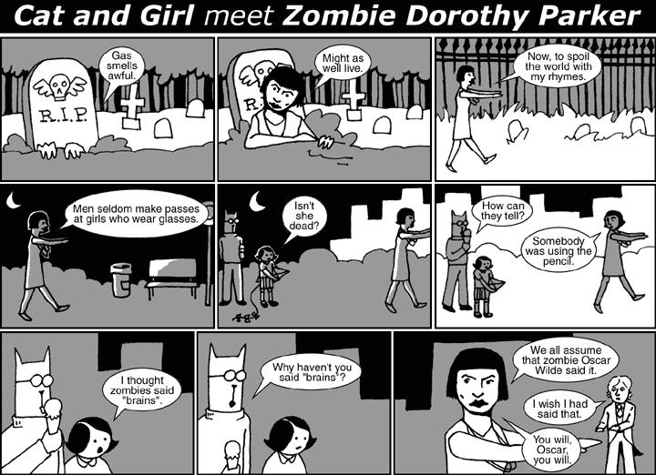 Cat and Girl meet Zombie Dorothy Parker