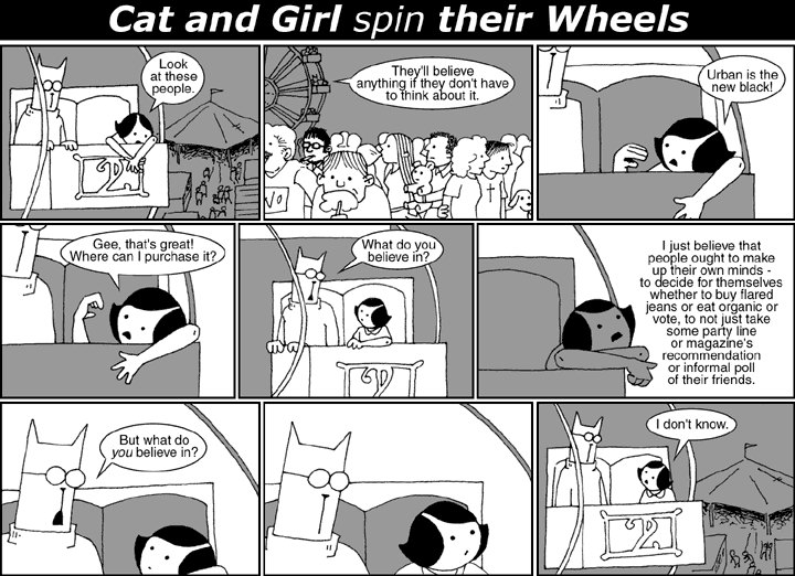 Cat and Girl spin their Wheels