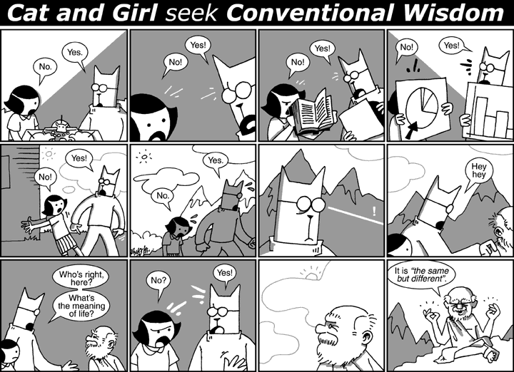 Cat and Girl seek Conventional Wisdom