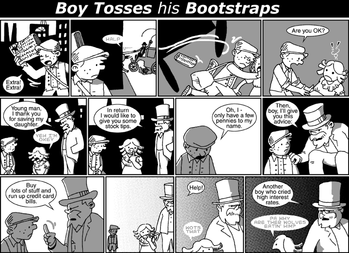Boy Tosses his Bootstraps