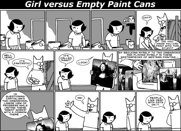 Girl versus Empty Paint Cans