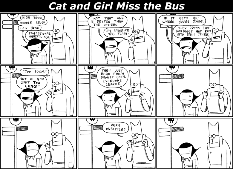 Cat and Girl Miss the Bus